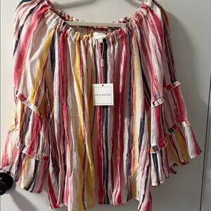 Zac & Rachel Red and Yellow Striped Blouse